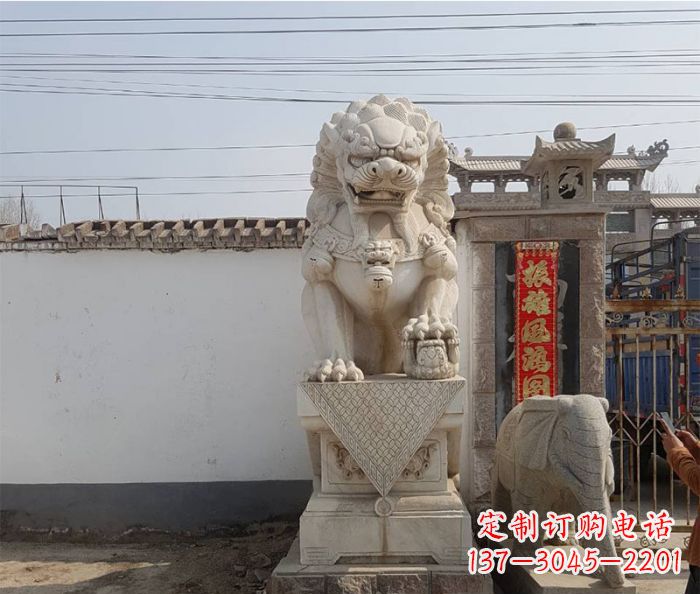 仙桃精美大理石狮子石雕