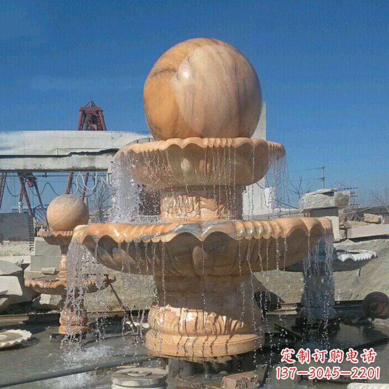 仙桃曲阳石雕风水球喷泉：给你家的空间带来最好的祝福