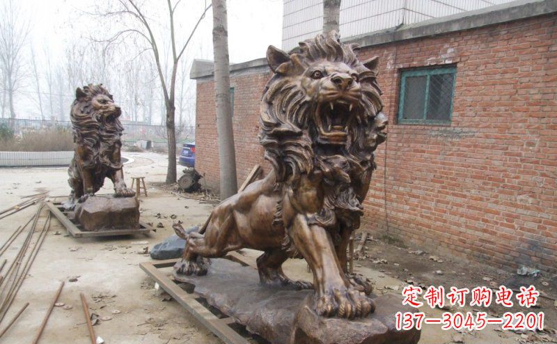 仙桃狮子企业动物铜雕