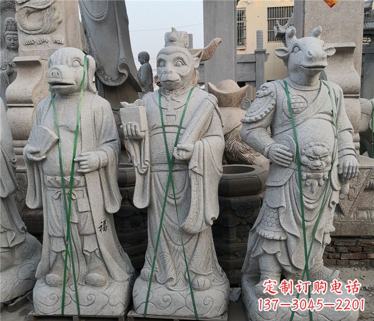 仙桃十二生肖动物石雕,悦目明快!