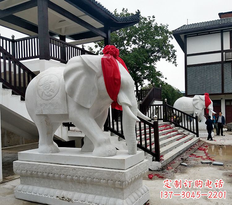 仙桃迎接观音祝福的精美大象观音栏杆