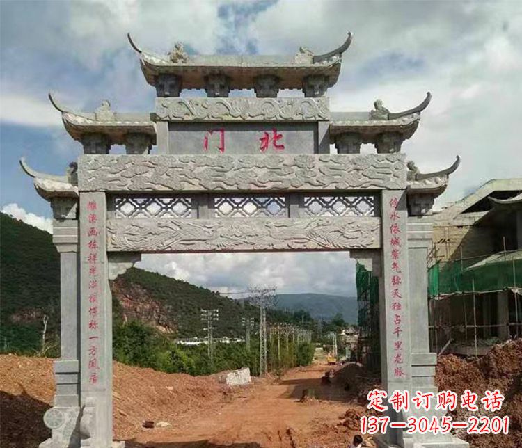 仙桃石牌坊单门牌坊石雕