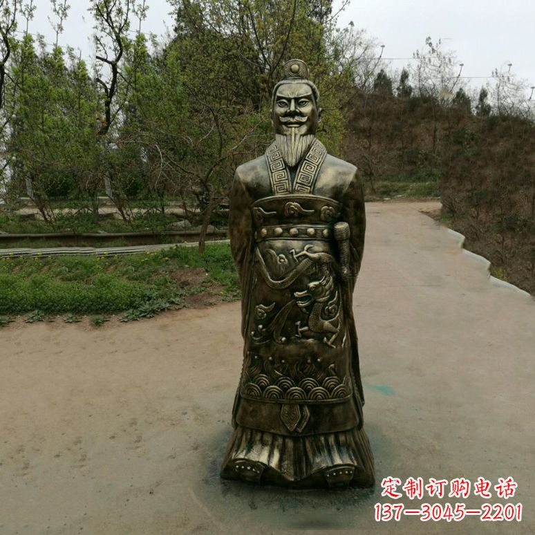 仙桃始皇嬴政玻璃钢仿铜雕塑