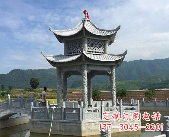 仙桃双层仿古凉亭石雕_1