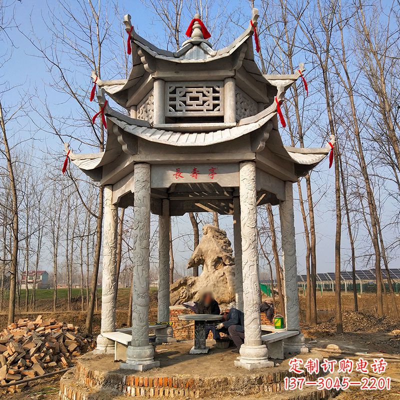 仙桃双层六角石凉亭