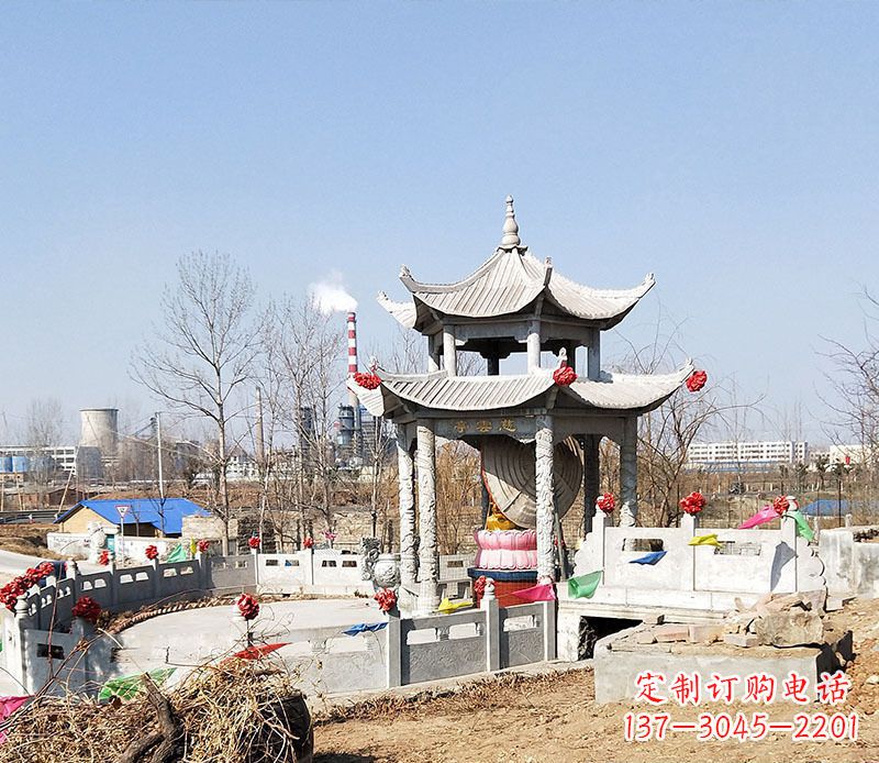 仙桃双层石凉亭石雕 (2)