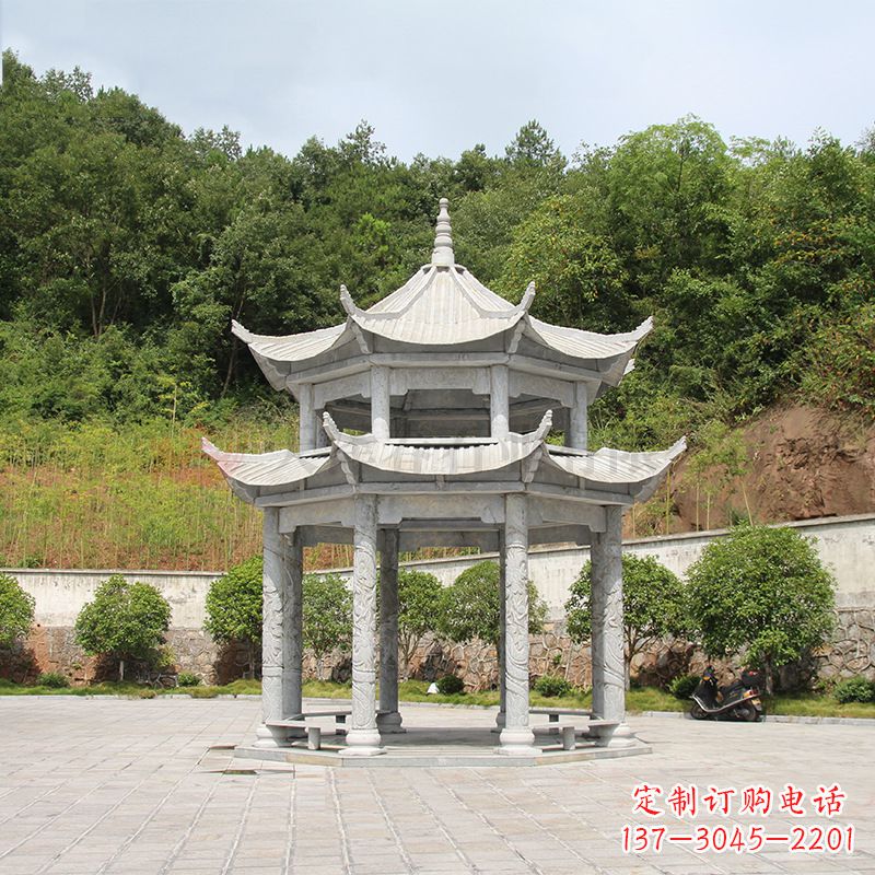 仙桃双层庭院石凉亭