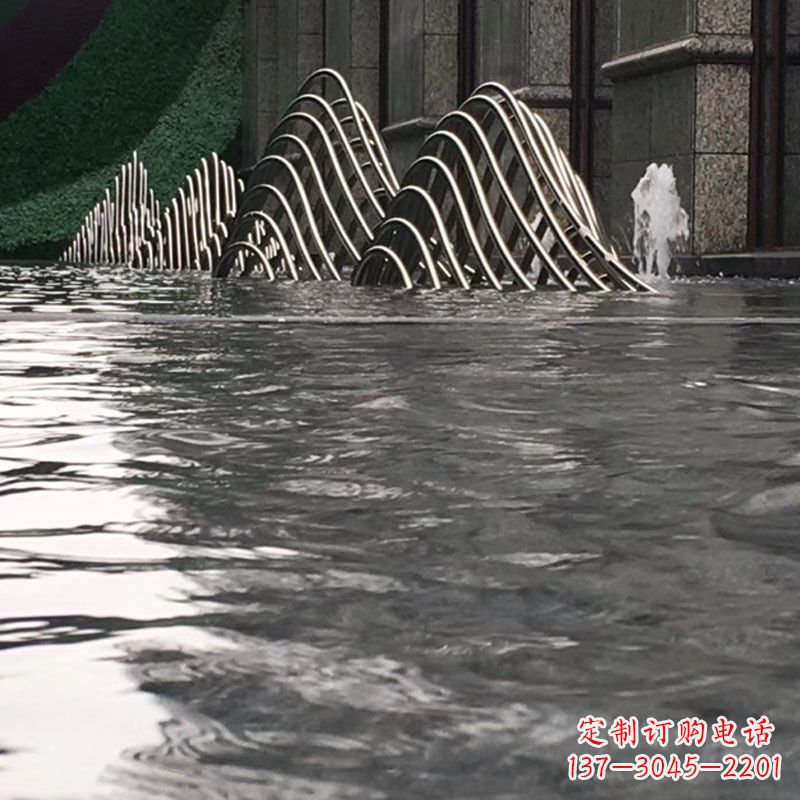 仙桃水池水景假山不锈钢