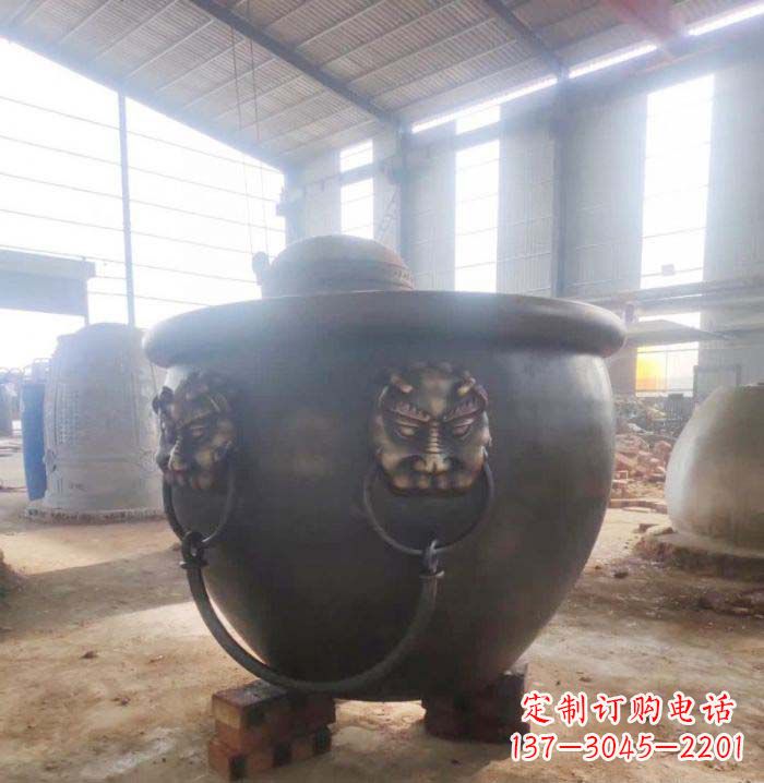 仙桃寺庙水缸铜雕