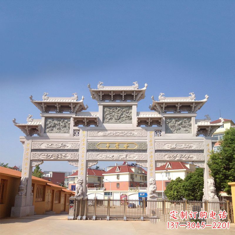 仙桃寺院大门石雕牌楼
