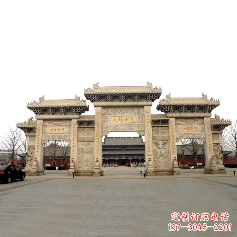 仙桃寺院景区石雕牌坊