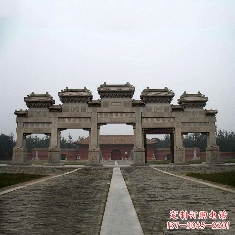 仙桃寺院五门石牌楼