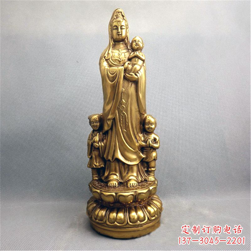 仙桃送子观音纯铜雕塑