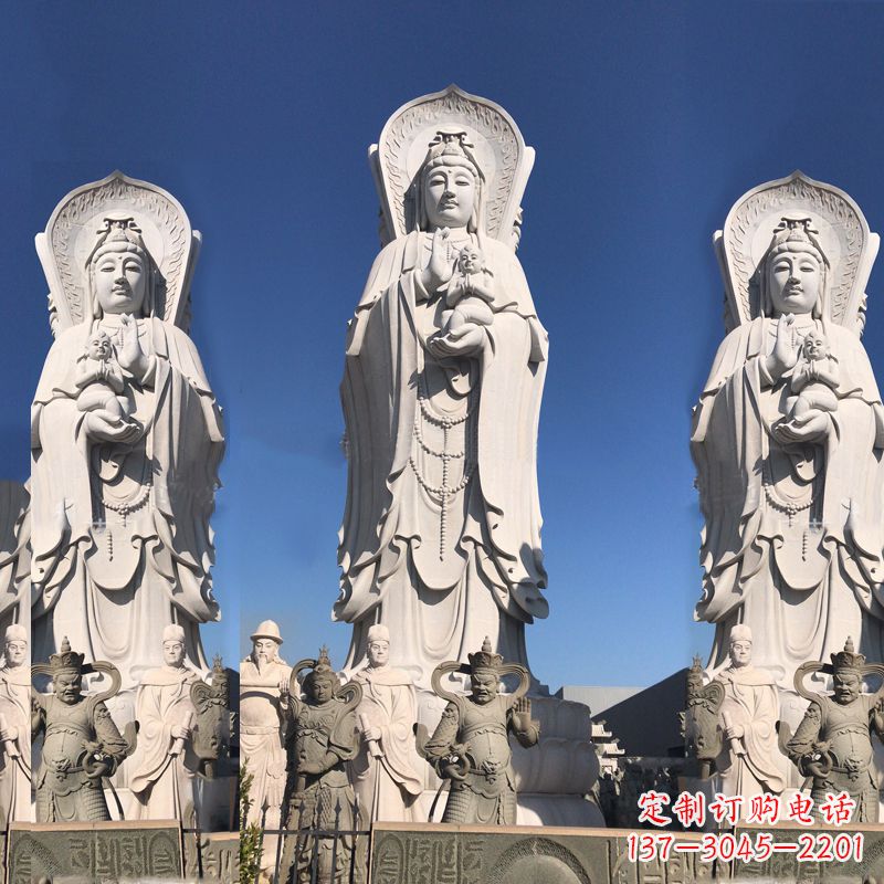 仙桃送子观音大型石雕塑