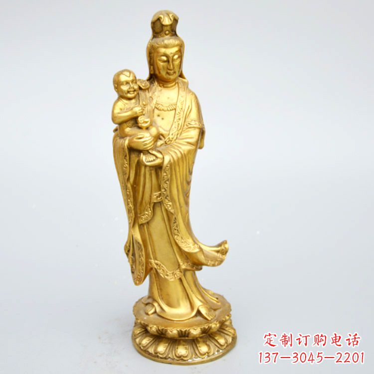 仙桃送子观音铜雕