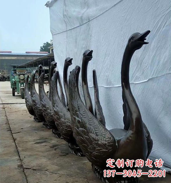 仙桃天鹅喷泉铜雕,园林喷泉水景流水组件