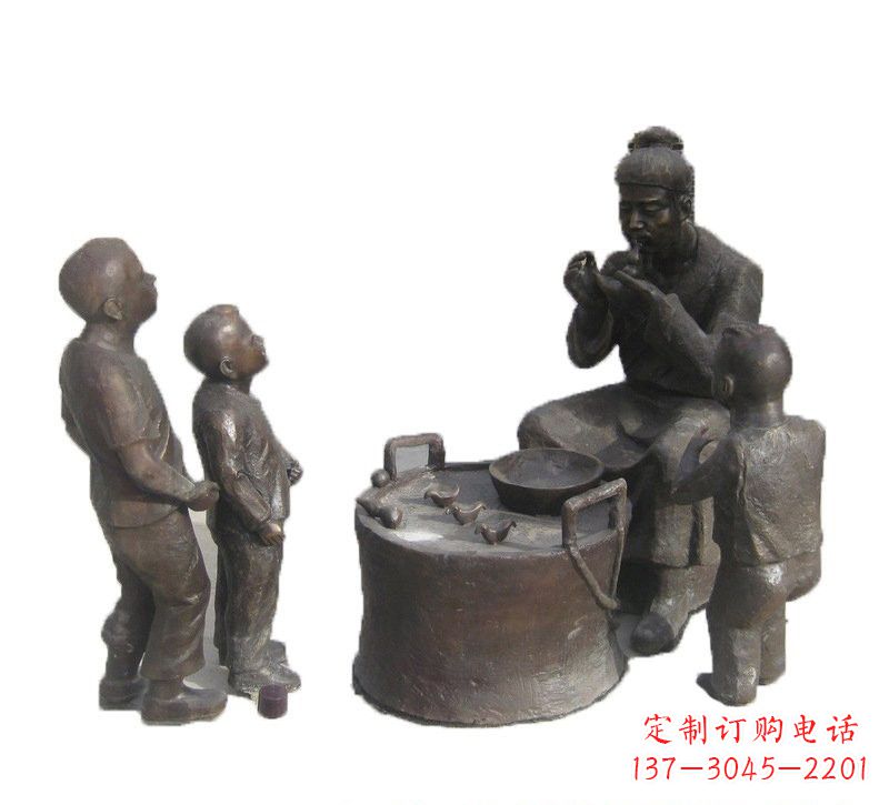 仙桃铜雕吹糖人的古代人物