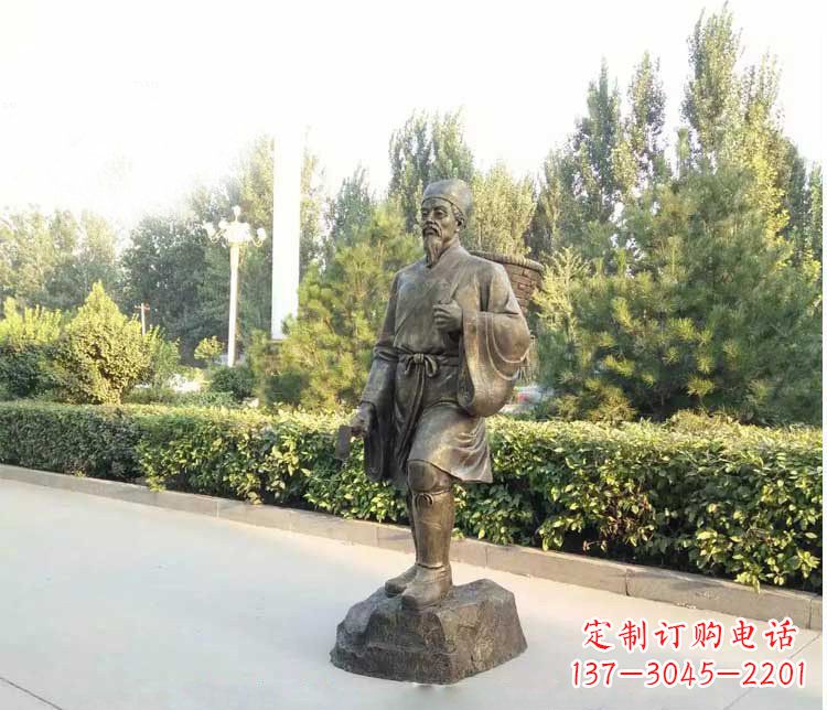 仙桃铜雕古代名医李时珍雕塑