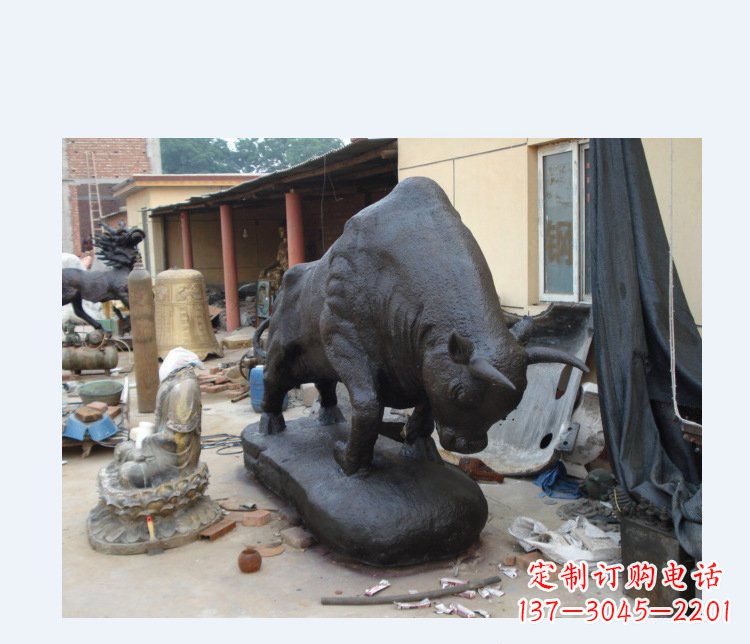 仙桃铜雕广场水牛动物雕塑