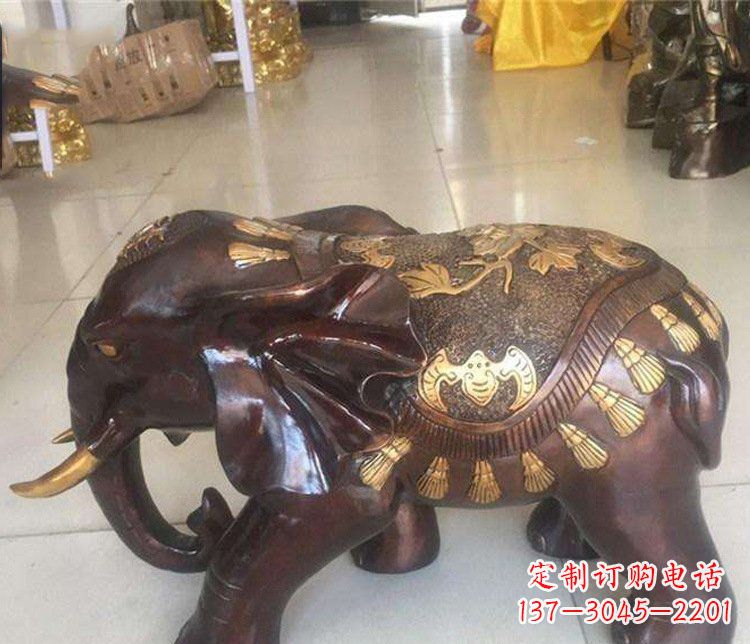 仙桃铜雕室内装饰小象雕塑摆件