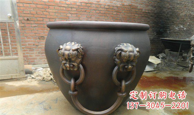仙桃铜雕水缸寺庙景观雕塑_2