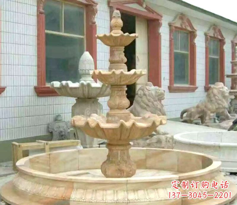 仙桃晚霞红大型喷泉石雕 (3)