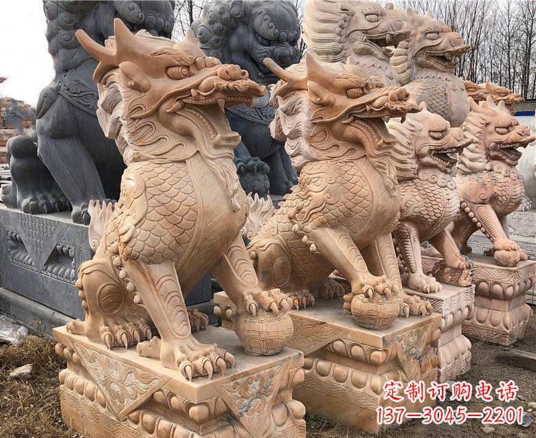 仙桃晚霞红麒麟石雕 (2)