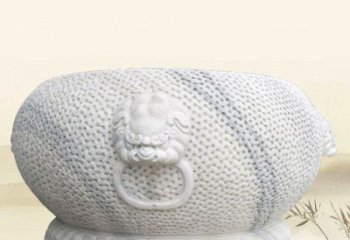 仙桃庭院圆形狴犴浮雕水缸