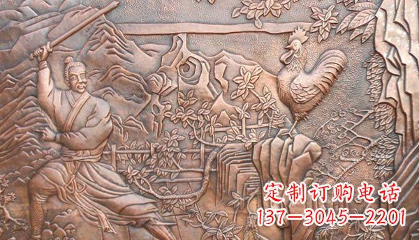 仙桃闻鸡起舞黄铜壁画铜浮雕