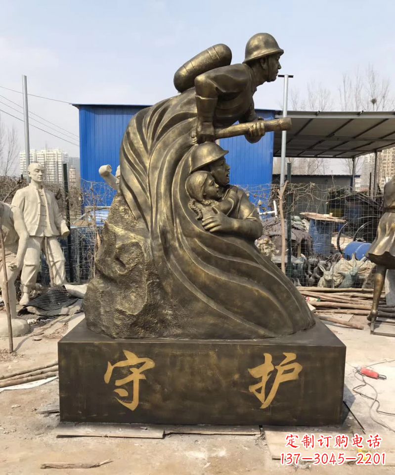 仙桃消防员铜雕112