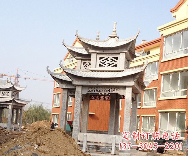 仙桃小区景观大理石凉亭石雕