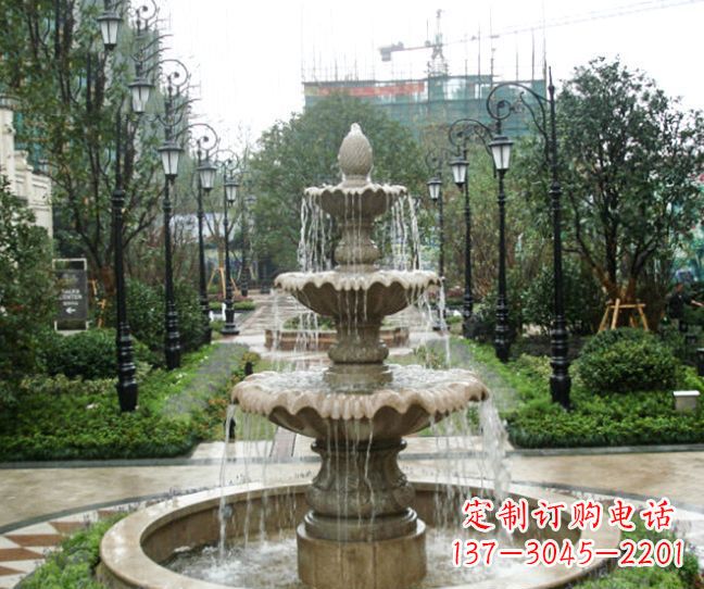 仙桃小区景观大理石喷泉石雕 (4)