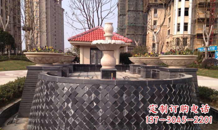 仙桃小区景观大理石喷泉石雕 (3)