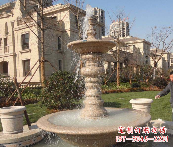 仙桃小区景观多层喷泉石雕 (2)