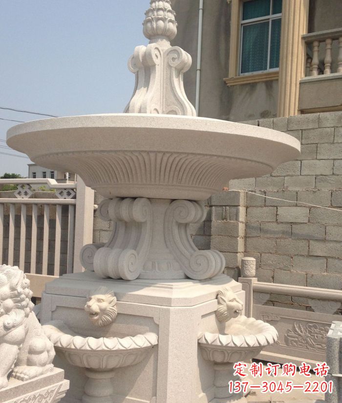 仙桃小区景观汉白玉喷泉石雕