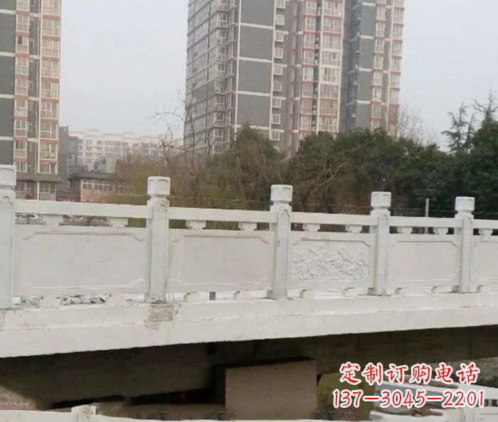 仙桃小区景观汉白玉石雕栏板 (2)