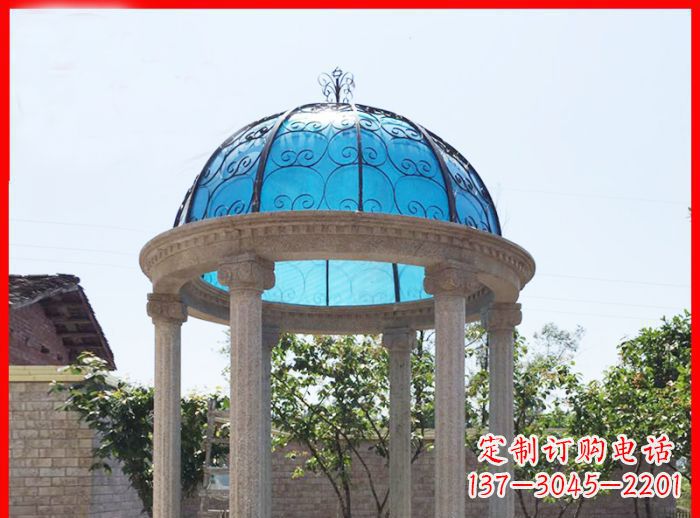 仙桃小区欧式圆顶凉亭石雕_2