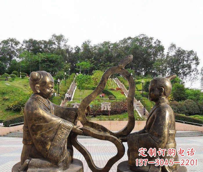 仙桃校园抽象孔融让梨铜雕