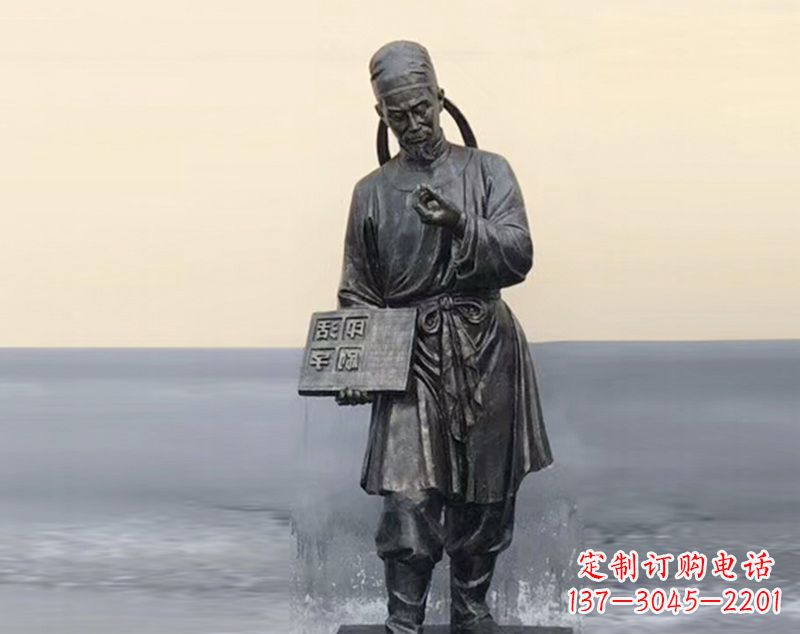 仙桃校园古代名人毕昇和活字印刷术铜雕