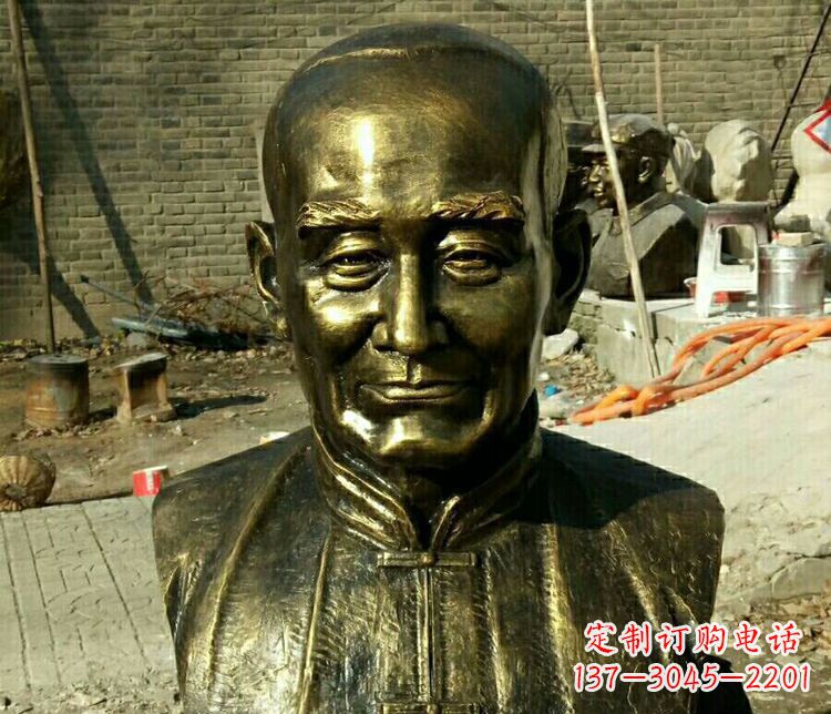 仙桃校园名人叶圣陶胸像铜雕