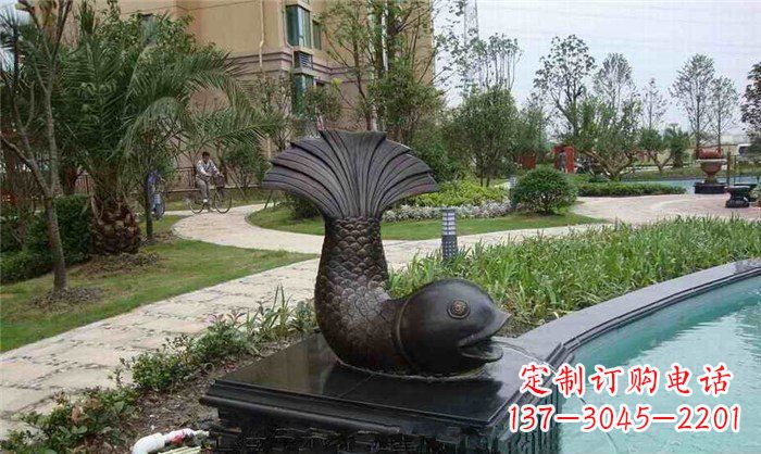 仙桃鱼式喷泉小区景观铜雕