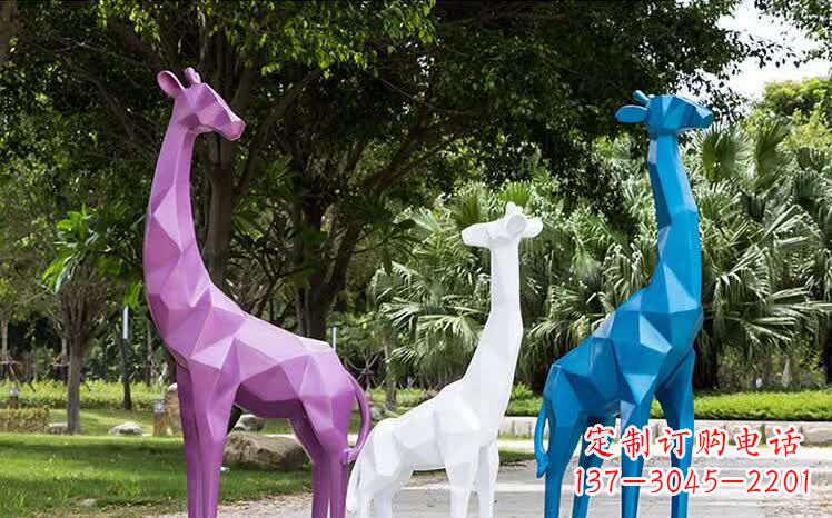 仙桃园林不锈钢动物长颈鹿雕塑