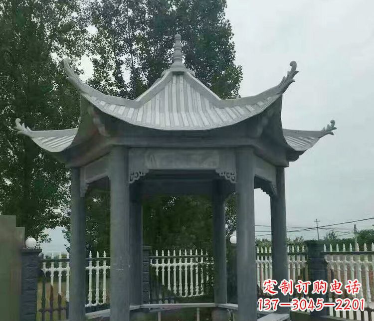 仙桃园林仿古石凉亭景观石雕 (2)