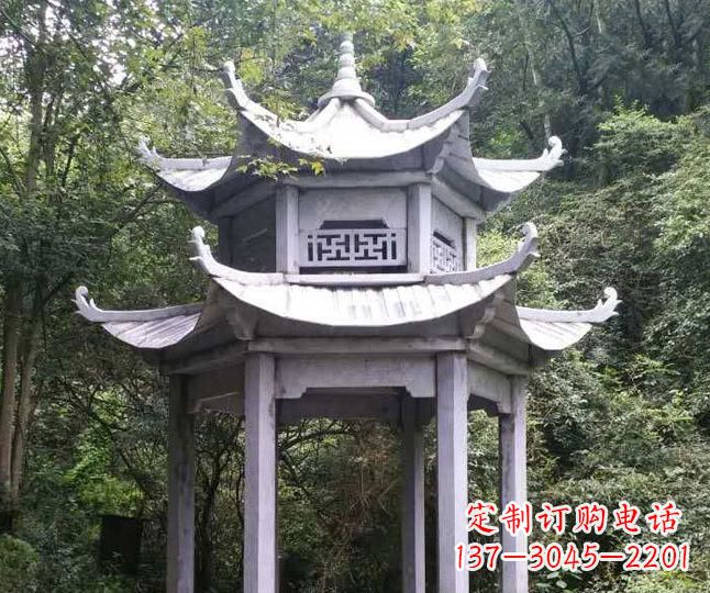 仙桃园林仿古石凉亭景观石雕 (3)