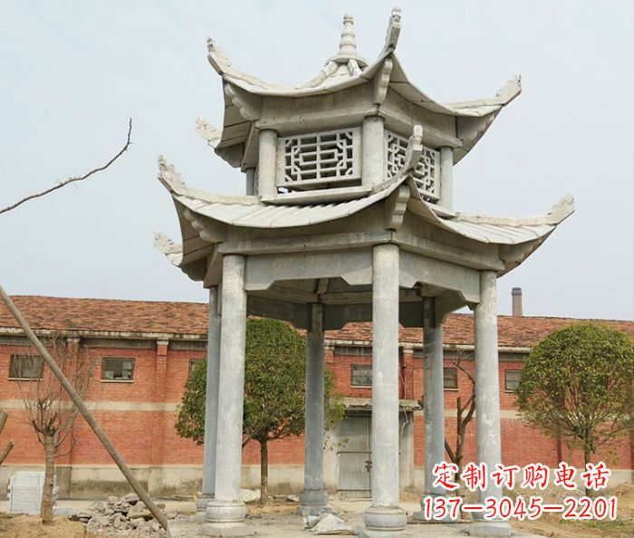 仙桃园林仿古双层石雕凉亭 (2)