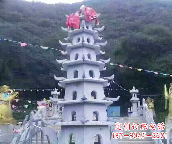 仙桃园林景观大理石宝塔石雕
