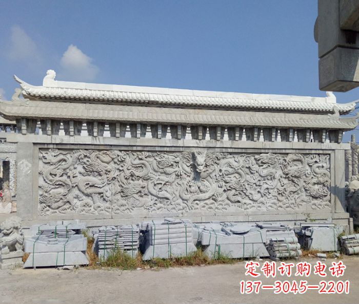 仙桃园林九龙壁石雕影壁 (3)