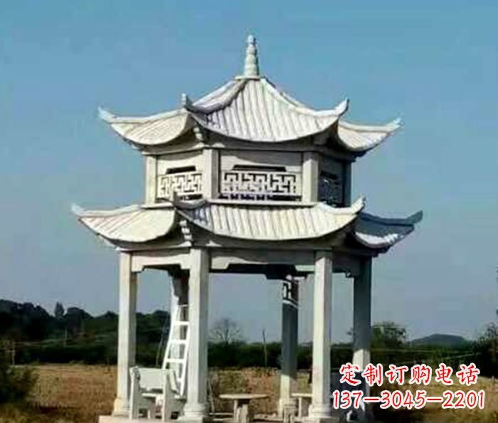 仙桃园林双层石雕凉亭 (2)