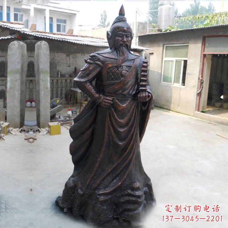 仙桃战神托塔天王李靖铸铜雕塑