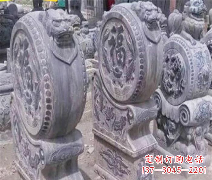 仙桃招财石门墩仿古抱鼓石